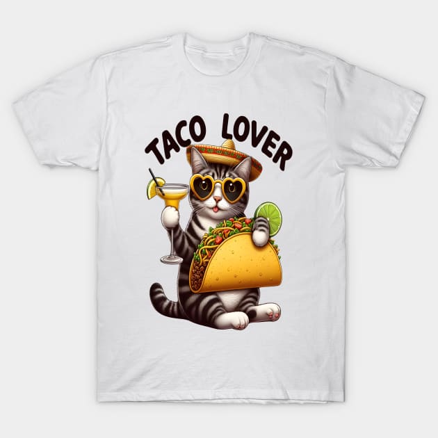 Cool Cat Enjoying Taco Tuesday T-Shirt by coollooks